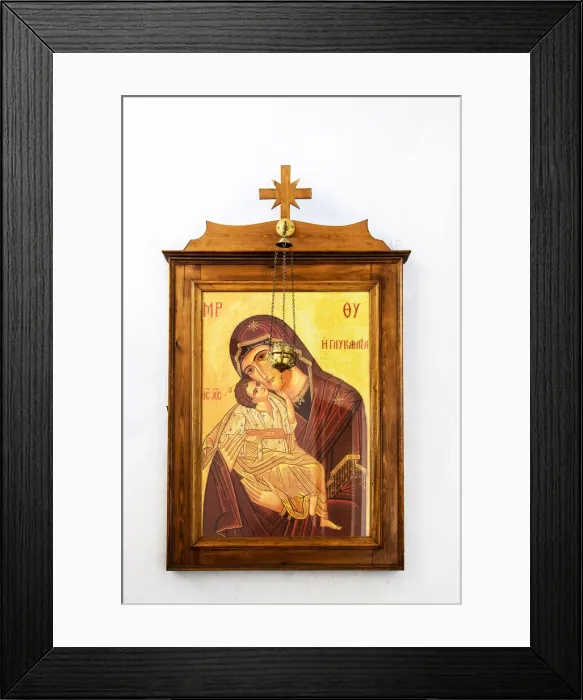 Framed Print : Virgin Mary icon, Pyrgos, Santorini, South Aegean, Greece Framed Print : Virgin Mary icon, Pyrgos, Santorini, South Aegean, Greece