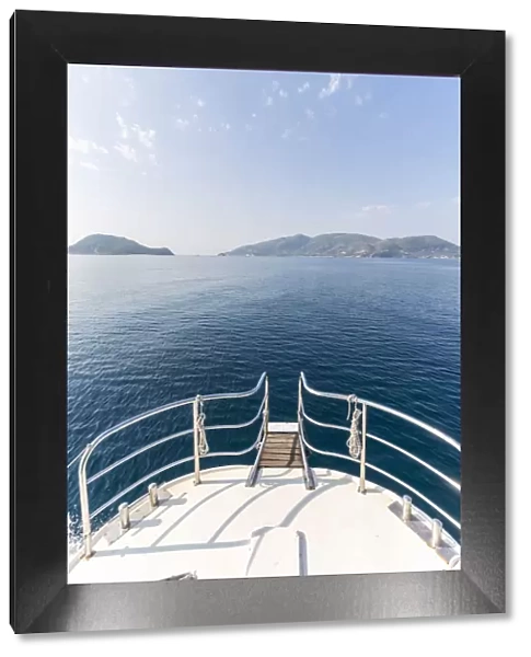 Sailing in the blue sea of the greek island of Zakynthos, Greek Islands, Greece