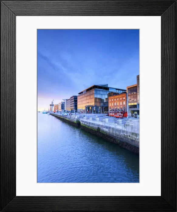 Framed Print : Europe, Dublin, Ireland, buidlings reflecting on the Liffey river by night Framed Print : Europe, Dublin, Ireland, buidlings reflecting on the Liffey river by night