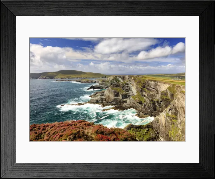Framed Print : Europe, Kerry cliffs near Portmagee at sunset