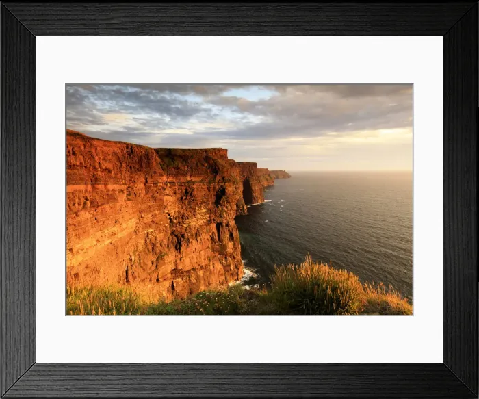 Framed Print : Europe, Ireland, Clare county, Cliffs of Moher at sunset