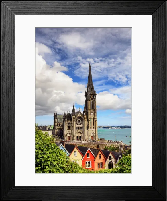 Framed Print : Europe, Ireland, Cobh Cathedral and houses at sunset Framed Print : Europe, Ireland, Cobh Cathedral and houses at sunset