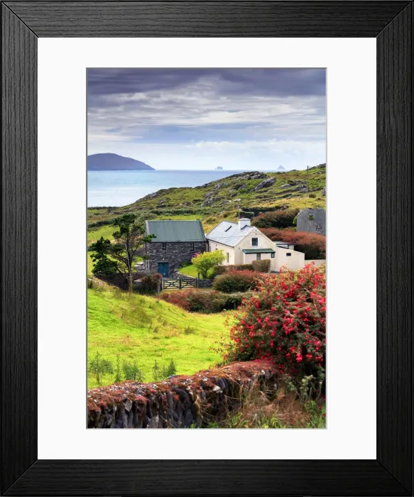 Framed Print : Europe, Ireland, houses by the sea along Beara peninsula Framed Print : Europe, Ireland, houses by the sea along Beara peninsula