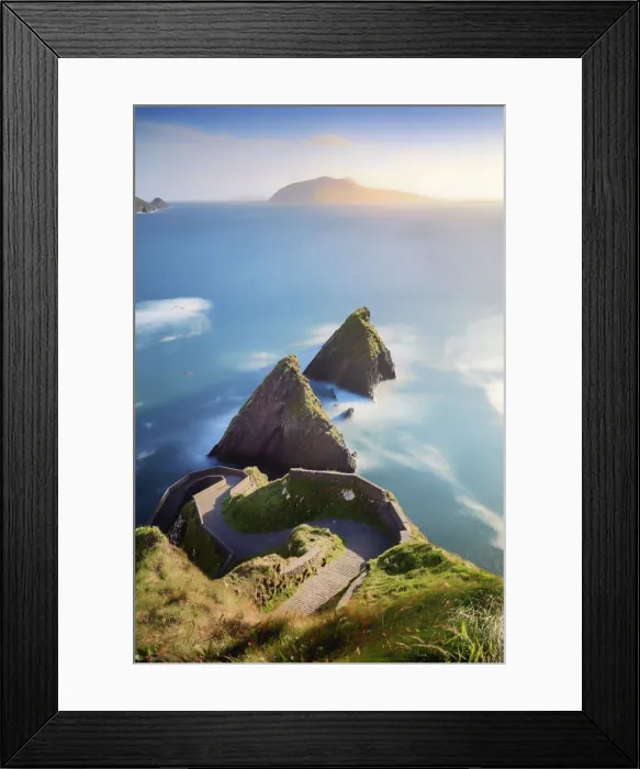 Framed Print : Europe, Northern Europe, Ireland, Kerry, Dingle, Dunquin pier at sunset