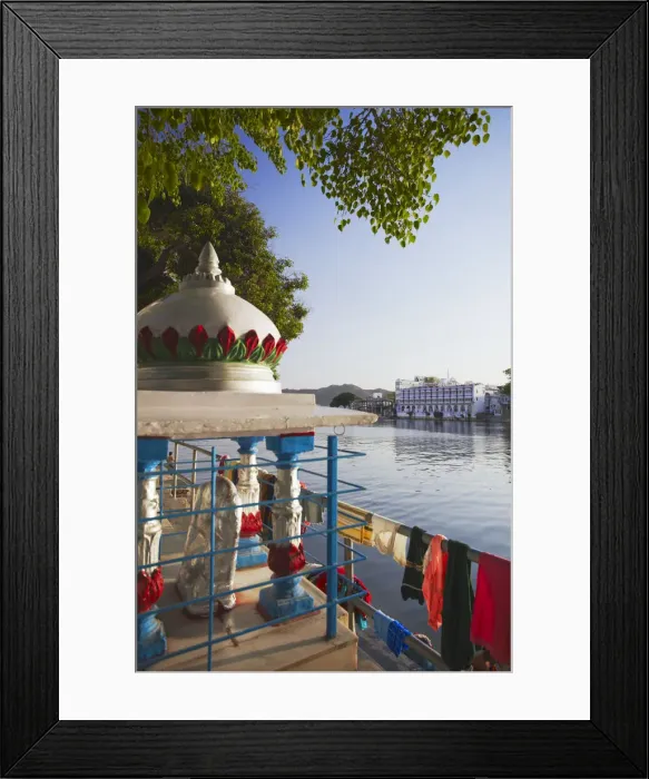 Framed Print : Shrine and Lake Pichola Hotel, Udaipur, Rajasthan, India Framed Print : Shrine and Lake Pichola Hotel, Udaipur, Rajasthan, India