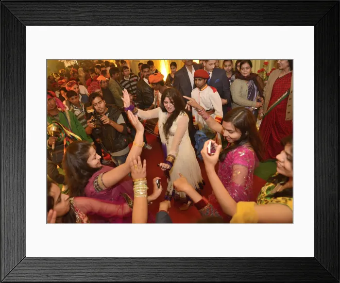 Framed Print : Bridesmaids dancing at Indian Wedding, Bharatpur, Rajasthan, India Framed Print : Bridesmaids dancing at Indian Wedding, Bharatpur, Rajasthan, India