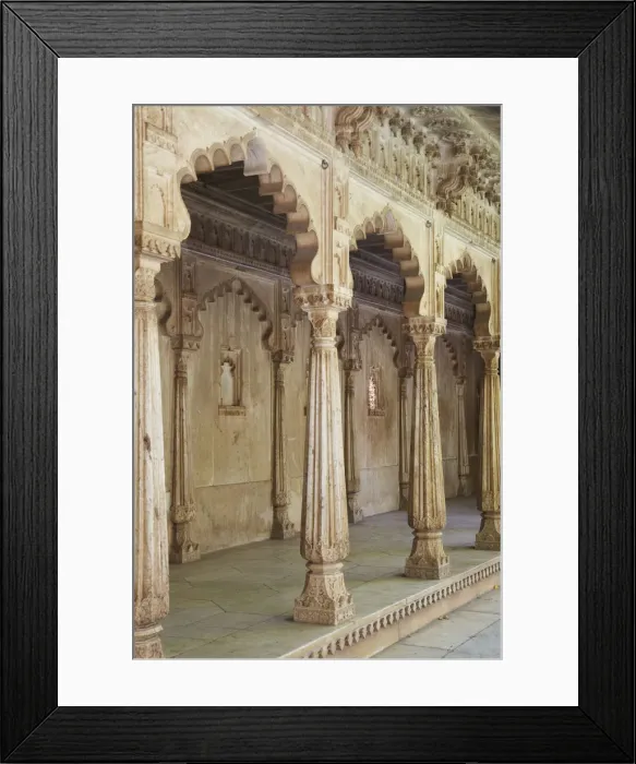 Framed Print : Marble pillars in courtyard in City Palace, Udaipur, Rajasthan, India Framed Print : Marble pillars in courtyard in City Palace, Udaipur, Rajasthan, India