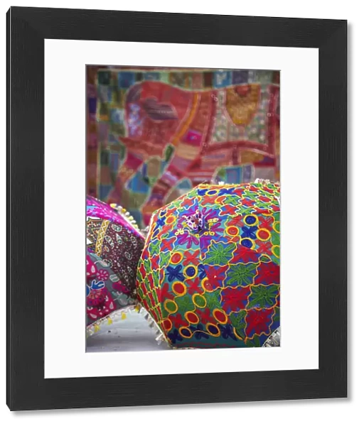 Colourful material umbrellas, Udaipur, Rajasthan, India