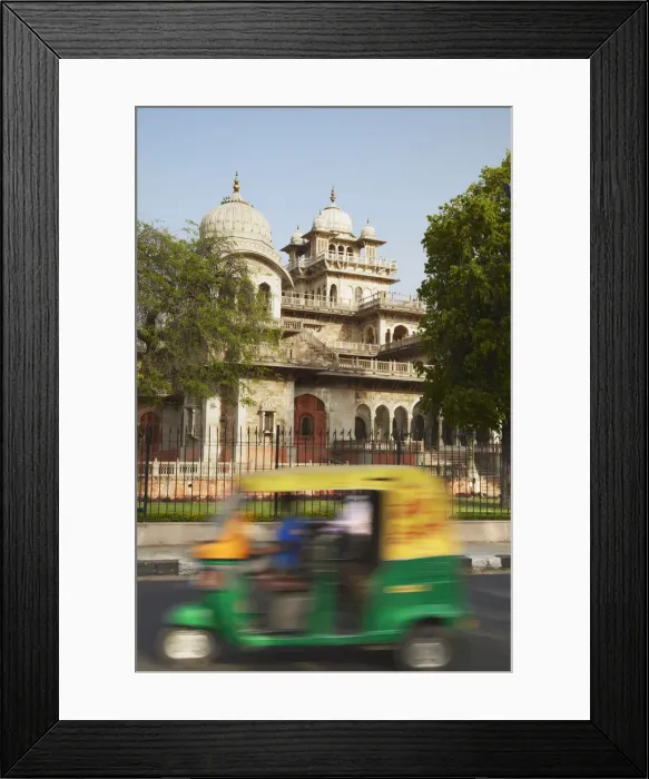 Framed Print : Autorickshaw passing Albert Hall, Jaipur, Rajasthan, India Framed Print : Autorickshaw passing Albert Hall, Jaipur, Rajasthan, India