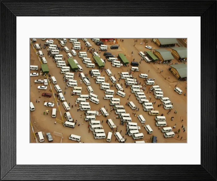 Framed Print : Kigali, Rwanda. An aerial view of the central bus station Framed Print : Kigali, Rwanda. An aerial view of the central bus station