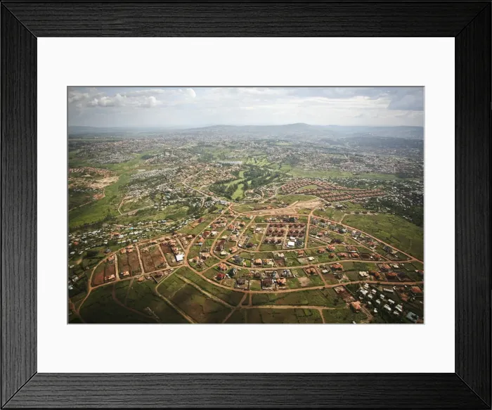 Framed Print : Kigali, Rwanda. An aerial view of a new suburb under construction Framed Print : Kigali, Rwanda. An aerial view of a new suburb under construction
