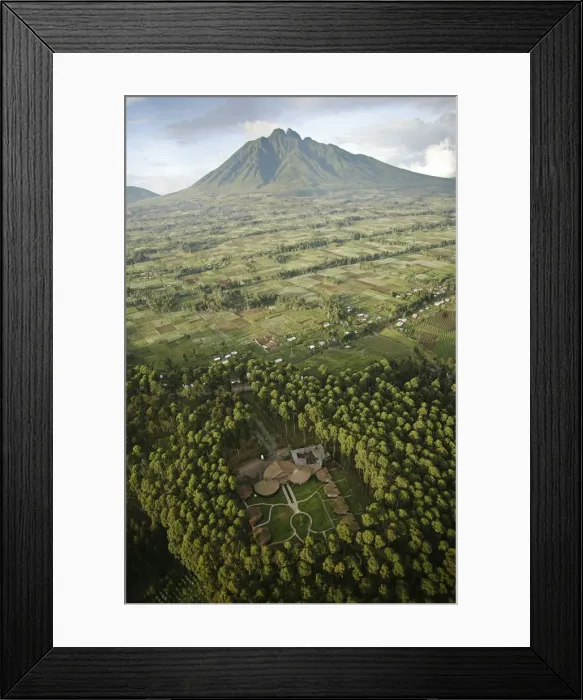 Framed Print : Rwanda. The Gorillas Nest lodge provides accommodation for tourists trekking with Framed Print : Rwanda. The Gorillas Nest lodge provides accommodation for tourists trekking with