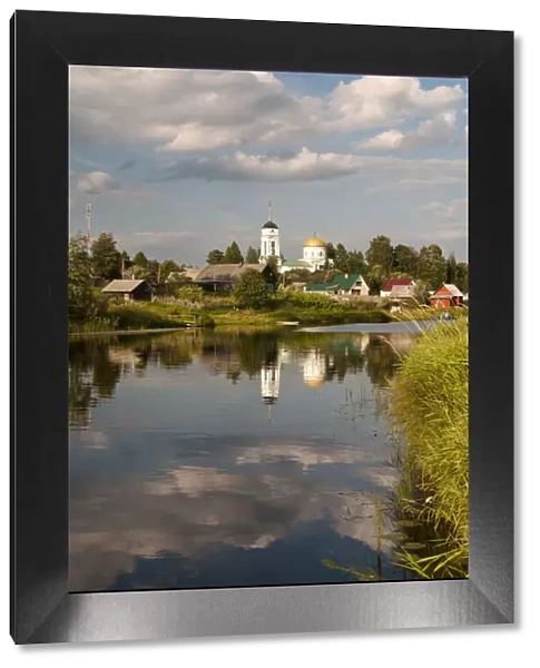 Reflections in river Sominka, Leningrad region, Russia