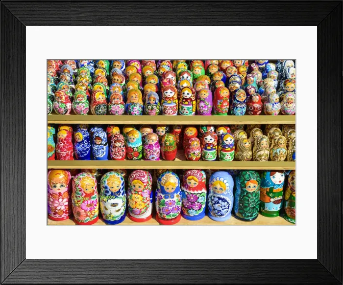 Framed Print : Traditional Russian nesting dolls, or matryoshka, on sale in Saint Petersburg, Russia Framed Print : Traditional Russian nesting dolls, or matryoshka, on sale in Saint Petersburg, Russia