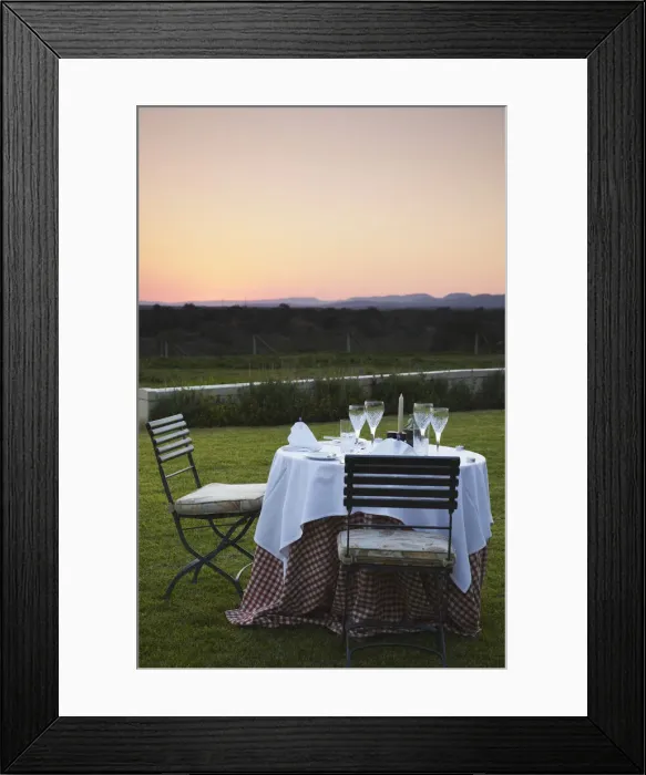 Framed Print : Dinner table at River Bend Lodge, Addo Elephant Park, Eastern Cape, South Africa Framed Print : Dinner table at River Bend Lodge, Addo Elephant Park, Eastern Cape, South Africa