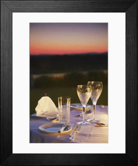 Framed Print : Table set for dinner at River Bend Lodge, Addo Elephant Park, Eastern Cape, South Africa Framed Print : Table set for dinner at River Bend Lodge, Addo Elephant Park, Eastern Cape, South Africa