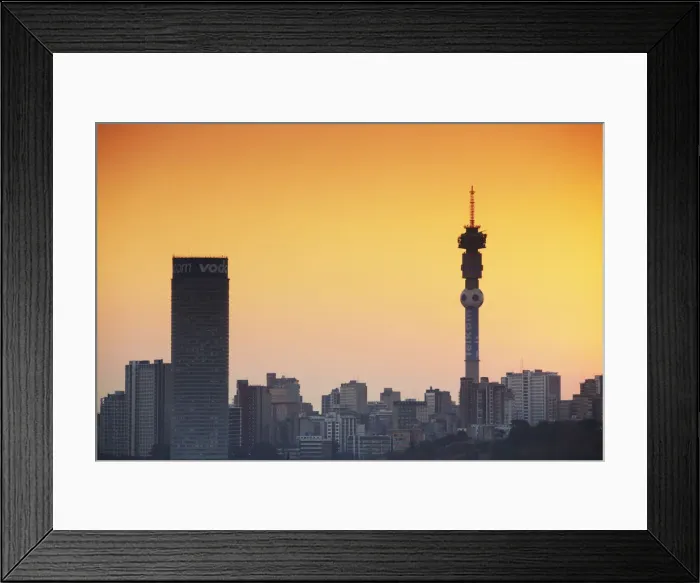 Framed Print : View of Johannesburg skyline at sunset, Gauteng, South Africa Framed Print : View of Johannesburg skyline at sunset, Gauteng, South Africa