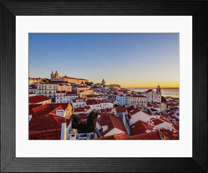 Framed Print : Portugal, Lisbon, Miradouro das Portas do Sol, View over Alfama Neighbourhood at sunrise Framed Print : Portugal, Lisbon, Miradouro das Portas do Sol, View over Alfama Neighbourhood at sunrise