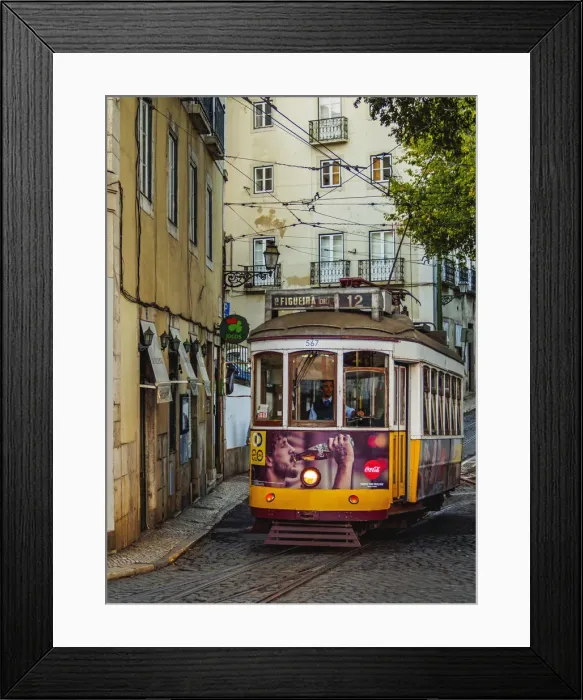 Framed Print : Portugal, Lisbon, Typical tram in Alfama