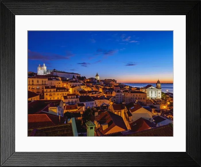 Framed Print : Portugal, Lisbon, Miradouro das Portas do Sol, View over Alfama Neighbourhood at sunrise Framed Print : Portugal, Lisbon, Miradouro das Portas do Sol, View over Alfama Neighbourhood at sunrise