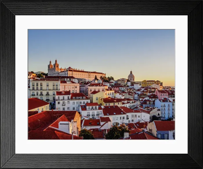 Framed Print : Portugal, Lisbon, Miradouro das Portas do Sol, View over Alfama Neighbourhood towards Framed Print : Portugal, Lisbon, Miradouro das Portas do Sol, View over Alfama Neighbourhood towards