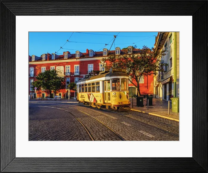 Framed Print : Portugal, Lisbon, Typical tram in Alfama Framed Print : Portugal, Lisbon, Typical tram in Alfama