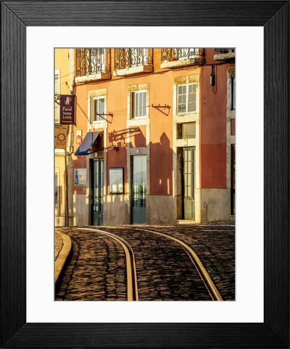 Framed Print : Portugal, Lisbon, Shadow of al tram in Alfama Framed Print : Portugal, Lisbon, Shadow of al tram in Alfama