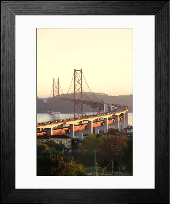 Framed Print : 25 de April bridge (similar to the Golden Gate bridge) across the Tagus river, in