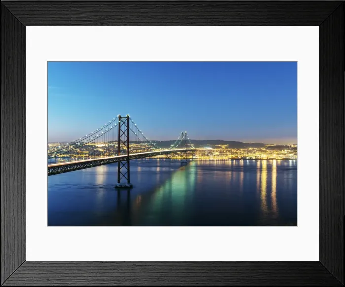Framed Print : 25th of April Bridge over the Tagus river (Tejo river) and Lisbon at twilight. Portugal Framed Print : 25th of April Bridge over the Tagus river (Tejo river) and Lisbon at twilight. Portugal
