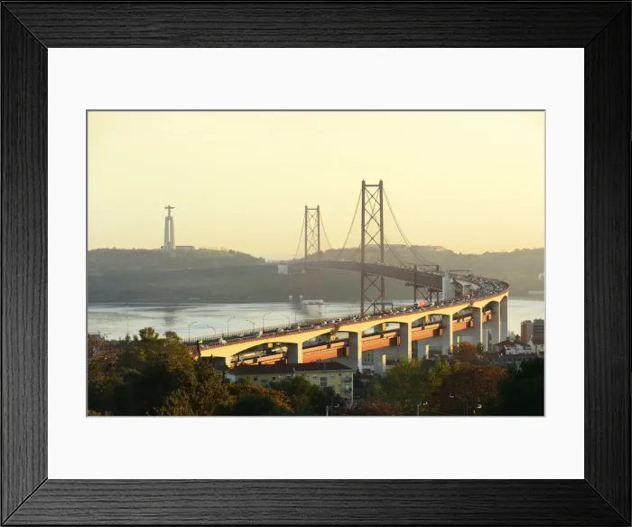 Framed Print : 25 de April bridge (similar to the Golden Gate bridge) across the Tagus river