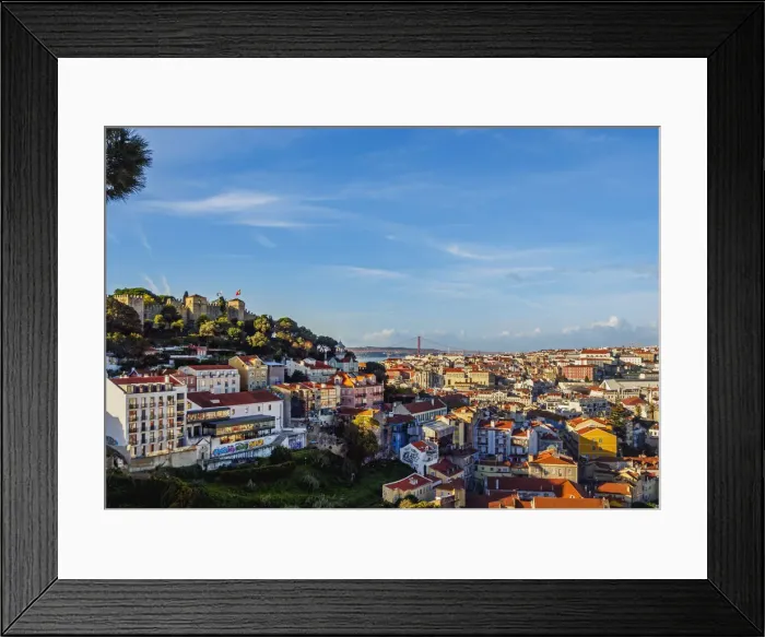 Framed Print : Portugal, Lisbon, Cityscape viewed from the Miradouro da Graca Framed Print : Portugal, Lisbon, Cityscape viewed from the Miradouro da Graca