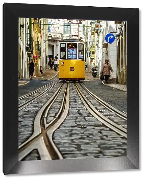 Portugal, Lisbon, View of the Bica Funicular