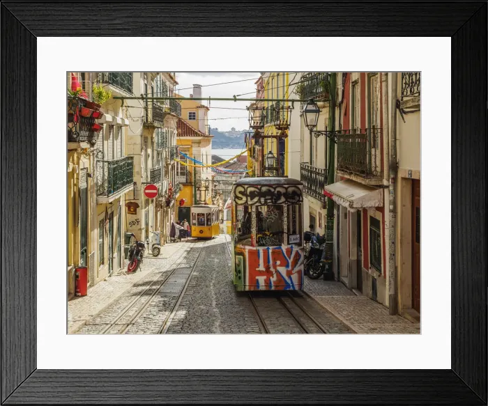 Framed Print : Portugal, Lisbon, View of the Bica Funicular Framed Print : Portugal, Lisbon, View of the Bica Funicular