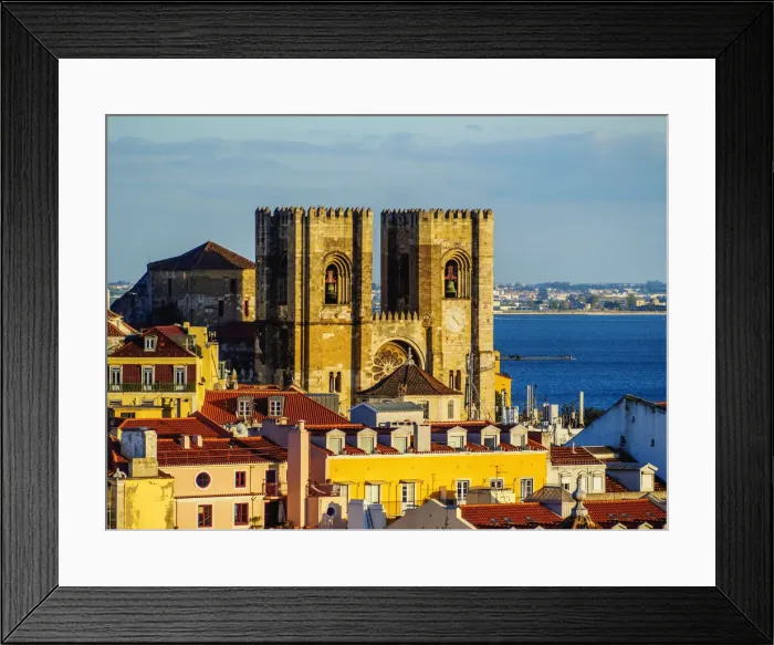 Framed Print : Portugal, Lisbon, Miradouro de Santa Justa, View towards the Cathedral Se