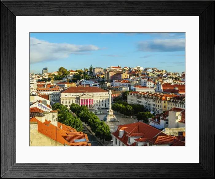 Framed Print : Portugal, Lisbon, Elevated view of the Pedro IV Square Framed Print : Portugal, Lisbon, Elevated view of the Pedro IV Square