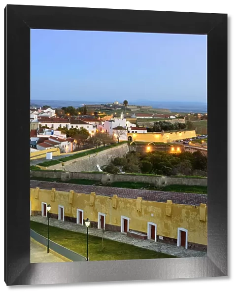 The city of Elvas and his 17th century fortifications at dusk, the biggest city bulwark