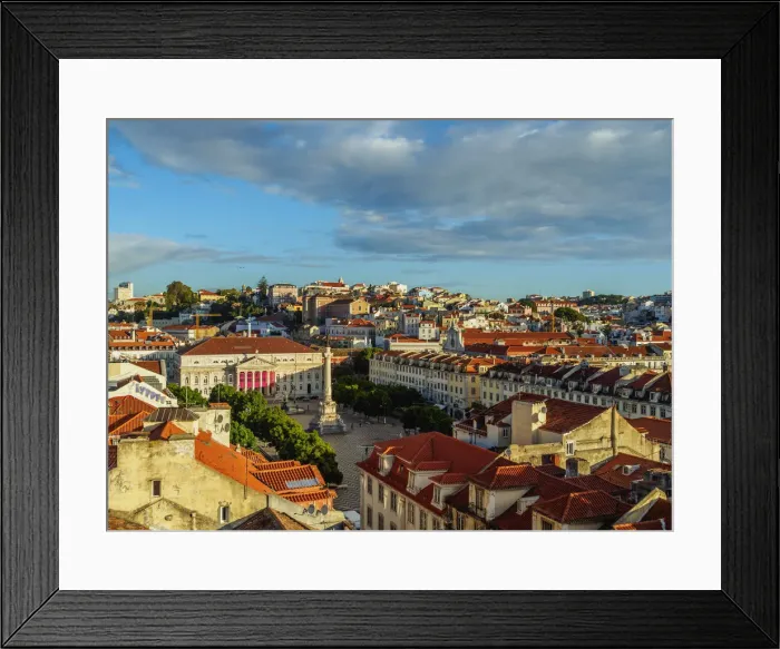 Framed Print : Portugal, Lisbon, Elevated view of the Pedro IV Square Framed Print : Portugal, Lisbon, Elevated view of the Pedro IV Square