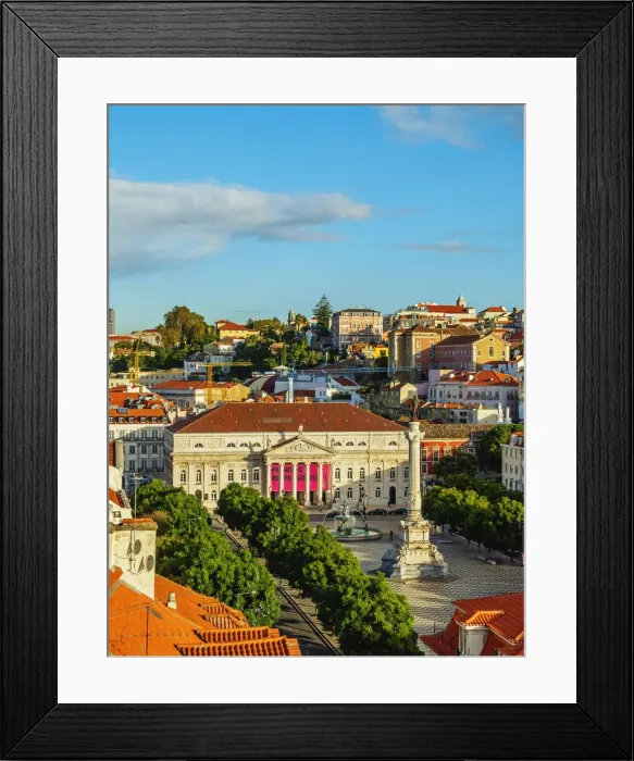 Framed Print : Portugal, Lisbon, Elevated view of the Pedro IV Square
