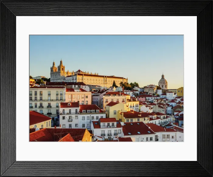 Framed Print : Portugal, Lisbon, Miradouro das Portas do Sol, View over Alfama Neighbourhood towards Framed Print : Portugal, Lisbon, Miradouro das Portas do Sol, View over Alfama Neighbourhood towards