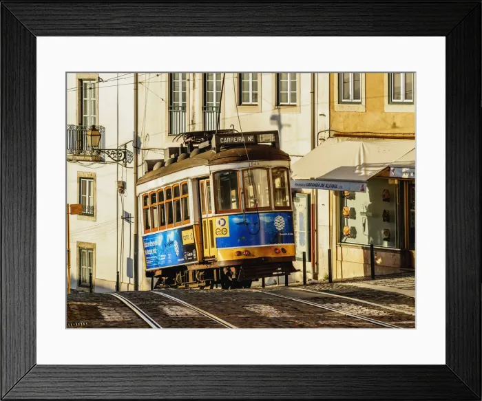 Framed Print : Portugal, Lisbon, Typical tram in Alfama Framed Print : Portugal, Lisbon, Typical tram in Alfama