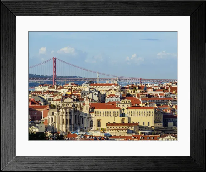 Framed Print : Portugal, Lisbon, Miradouro da Graca, View towards the Carmo Convent and the 25 de Framed Print : Portugal, Lisbon, Miradouro da Graca, View towards the Carmo Convent and the 25 de