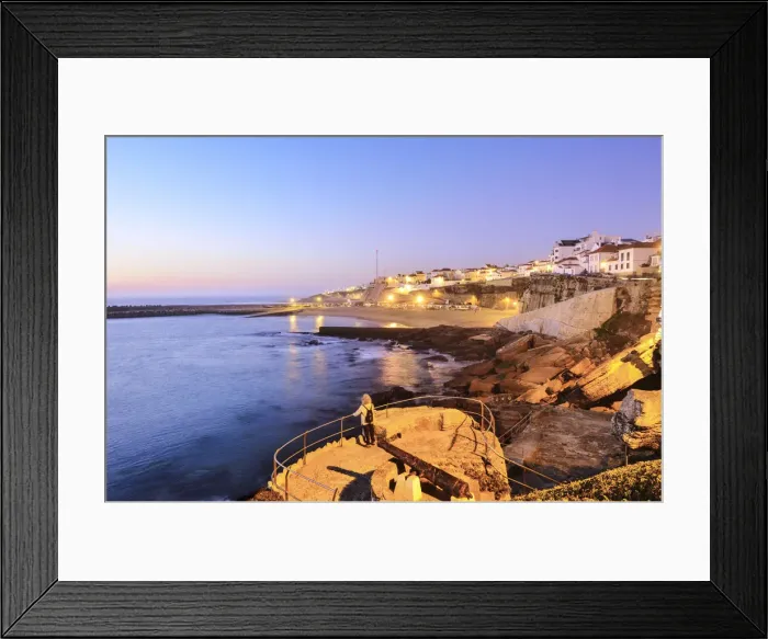 Framed Print : The village of Ericeira at dusk, overlooking the Atlantic Ocean. Portugal (MR) Framed Print : The village of Ericeira at dusk, overlooking the Atlantic Ocean. Portugal (MR)