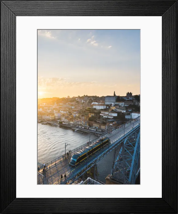 Framed Print : Portugal, Norte region, Porto (Oporto). Dom Luis I bridge and Douro river at sunset Framed Print : Portugal, Norte region, Porto (Oporto). Dom Luis I bridge and Douro river at sunset