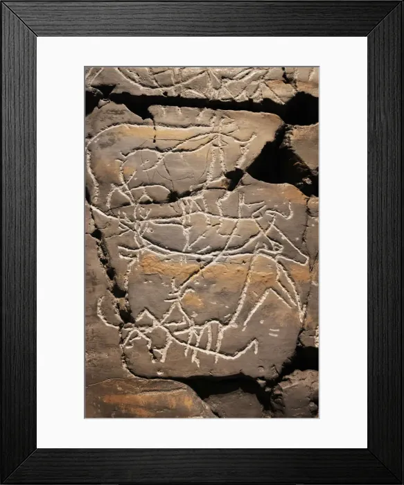 Framed Print : Reproduction of Coa river Valley rock art at the Coa Valley Art and Archaeology Museum Framed Print : Reproduction of Coa river Valley rock art at the Coa Valley Art and Archaeology Museum