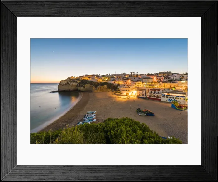 Framed Print : Portugal, Algarve, Faro district, Lagoa, Carvoeiro. Cityscape at dusk Framed Print : Portugal, Algarve, Faro district, Lagoa, Carvoeiro. Cityscape at dusk