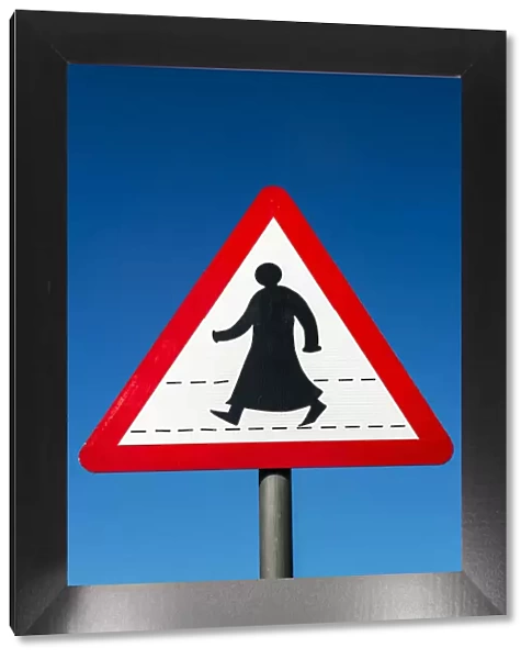 Typical arabic pedestrian crossing sign, Doha, Qatar