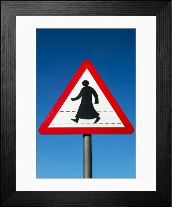 Framed Print : Typical arabic pedestrian crossing sign, Doha, Qatar Framed Print : Typical arabic pedestrian crossing sign, Doha, Qatar
