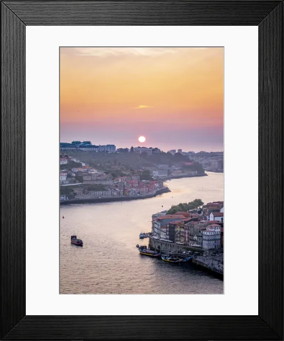 Framed Print : Douro River and Porto at sunset, Portugal, Europe