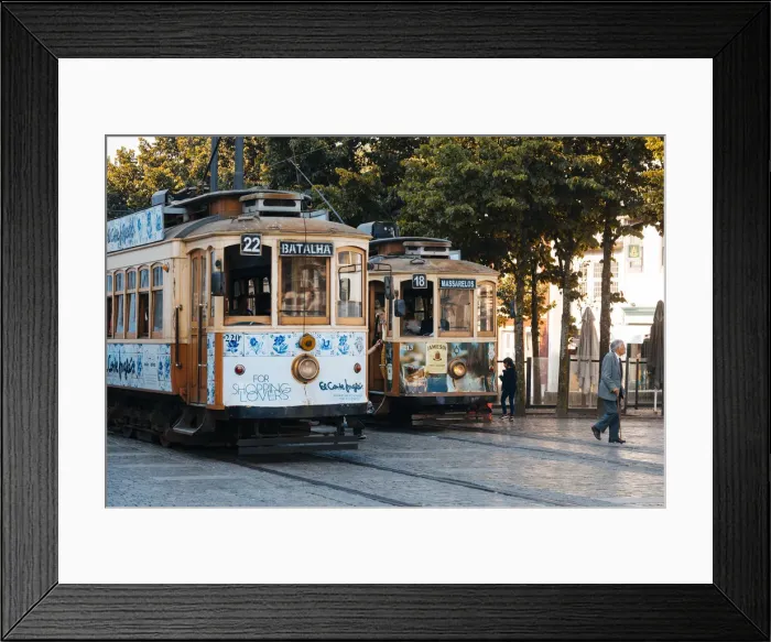 Framed Print : Touristic tram in central Porto, Portugal