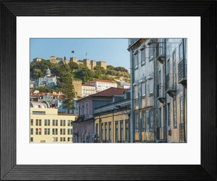Framed Print : Portugal, Lisbon, Sao Jorge Castle from the city center Framed Print : Portugal, Lisbon, Sao Jorge Castle from the city center